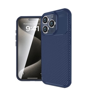 Apple İphone 16 Pro Max Kılıf Auto Focus Karbon Kapak - Lacivert
