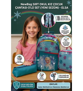 NewBag KIZ ÇOCUK SIRT İLKOKUL ÇANTASI-3'LÜ SET (Mavi)