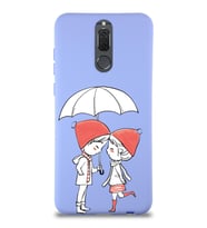 Huawei Mate 10 Lite Uyumlu Lansman Kılıf Aşk Tasarımlı İçi Kadife Lila Kapak (Şeffaf)