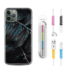 Apple iPhone 11 12 13 14 Pro Max Kılıf Kablo Koruma Spiral Silikon Foid Green 1643