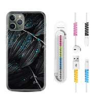 Apple iPhone 11 12 13 14 Pro Max Kılıf Kablo Koruma Spiral Silikon Foid Green 1643