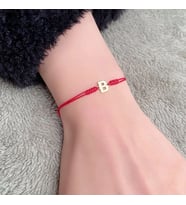 Alberaccessories, 925 Ayar Gümüş, Tasarım Aşk Harfler, Kişiye Özel Harf, Örgü ip, Harf Şans Kırmızı Bileklik,