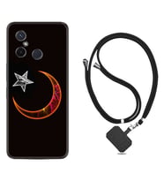 Xiaomi Redmi 12C Kılıf Resimli Boyun Askılı İpli Desenli Silikon Series Ay Yıldız 1884