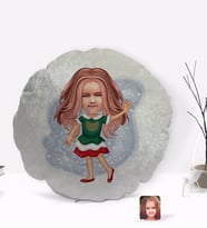 BK Gift Kişiye Özel Kız Çocuk Karikatürlü Yuvarlak Dekoratif Kırlent Yastık-18