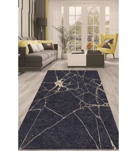 Dijital Kaymaz Taban Yıkanabilir Modern Renkli Salon Halısı Mutfak Halısı Yolluk ND-HT-259 (Lacivert)