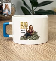 Kişiye Özel Karikatürlü Big Boss Kadın Patrona Hediye Lüks Fincan Doğum Günü Hediyesi