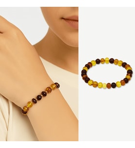 Süzme Multicolor Renk Natural Form Doğal Damla Kehribar Kadın Bileklik