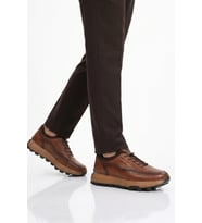 Voyager Taba Premium Hakiki Deri Erkek Casual Ayakkabı Memory Kalın Tabanlı Sneaker M084-2 M