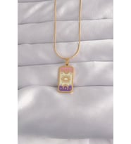 316L Çelik Gold Renk Karışık Mineli Ay Figür Tarot Kolye TJ-BKO9032