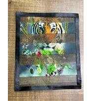 25X21 CM TÜL ŞERİTLİ KAPLAN ARMA YAMA DİKİŞ HOBİ AKSESUARI APLİKE