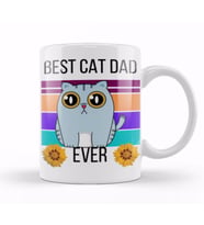 Funny BEST CAT DAD Dad Fathers Day Gift 2021 Kupa Bardak Porselen