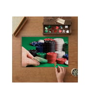 Poker Masası- Oyun Taşları- İskambil Kağıtları Tasarımı 240 parça Ahşap Puzzle Ahşap Kutuda MP00378
