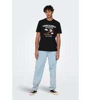 ONLY & SONS ONSLOGAN LIFE REG FUNNY SS TEE 22028178 (Siyah)