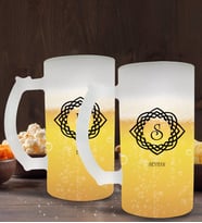 BK Gift Kişiye Özel İsimli 2’li Buzlu Cam Bira Bardağı 50cl-19 (Beyaz)