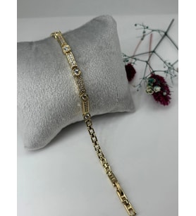 Zirkon Taşlı Pirinç Zirkon Bileklikler 17+2 Cm - Kbl0337