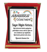 Anaokulu Anasınıfı Okul Öncesi Öğretmenine Hediye İsim Baskılı Plaket - Öğretmenler Günü Hediyesi (Kırmızı)