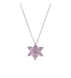 Lotus Çiçeği Pembe Zirkon Taşlı 925 Ayar Gümüş Kadın Kolye
