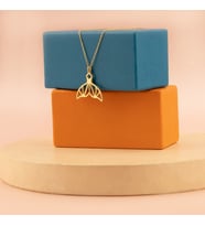 DKMN Gümüş Origami Balık Kuyruğu Biçimli 925 Ayar Gümüş Kolye (Gold)