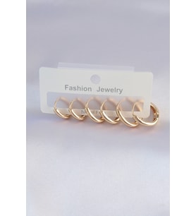 Pirinç Gold Renk Oval Küpe Seti (Karışık)