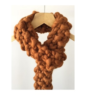 El Örgüsü Saf Yün Chunky Wool Tarçın Atkı