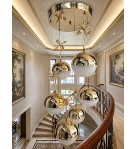 6'lı Ledli Gold Top Avize