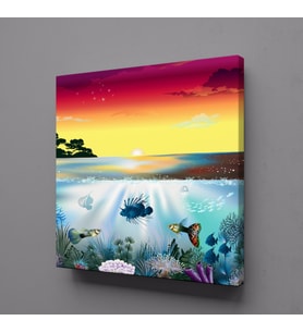 DENİZDE RENKLİ BALIKLAR KANVAS TABLO 120x120cm (Karışık)