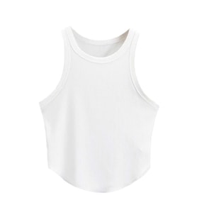 Liona Kadın Oval Etekli Beyaz Renk Bisiklet Yaka Crop Top Bluz