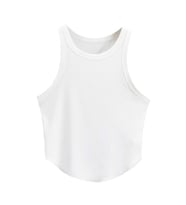 Liona Kadın Oval Etekli Beyaz Renk Bisiklet Yaka Crop Top Bluz