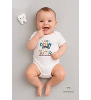 Diş Buğdayı Body %100 Pamuk İlk Dişim Çıktı Baskılı Bebek Kısa Kollu Body Çıtçıtlı Unisex Yenidoğan Zıbın
