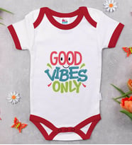 BK Kids Good Vibes Only Tasarımlı Kırmızı Bebek Body Zıbın-1