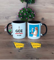 Göz Doktoru Kupa Bardak Siyah Fotoğraflı Tıp Bayramı Hediyesi