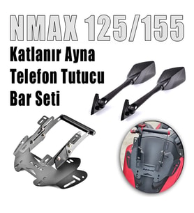 Yamaha Nmax 125/155 2021-2024 Katlanır Ayna Telefon Tutucu Bar Seti