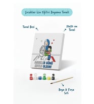 Anneler Günü Kutlu Olsun Yazılı Eğitici Boyama Tuvali Şövalesiz Boya Seti 20x20 cm