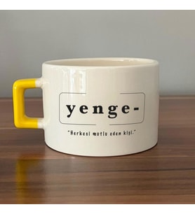 Yenge Baskılı Sarı Kulplu C Fincan