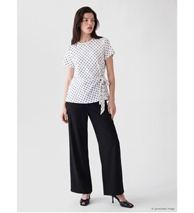 LCW Comfort Siyah Beli Lastikli Geniş Paça Kadın Pantolon