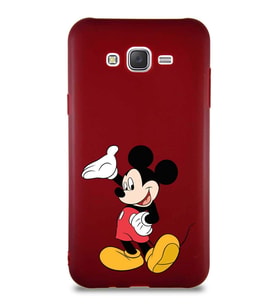 Samsung Galaxy J7 Soft Premier Kapak Mickey Mouse-C Tasarımlı Silikon Kılıf - Mürdüm (Şeffaf)