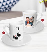 BK Gift Kişiye Özel Babalar Günü Hediyesi Fotoğraflı Türk Kahvesi Fincanı-17 (Beyaz)