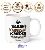 Sabah Kahvesini İçmeden Uyandıramazsın Agresif Arkadaş Uyarı Seramik Kupa Hediye