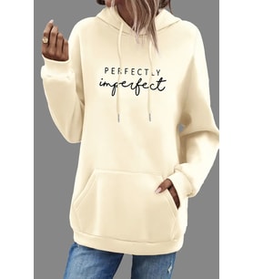 Perfectly Baskılı Oversize Sweatshirt (Bej)
