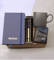 Kişiye Özel Termo Deri Lacivert Defter &  Kişiye Özel  Metal Roller Kalem & Kupa Bardak & Kişiye Özel Kartlık Hediye Seti