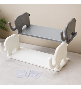 Yapışkanlı Tutacaklı Plastik Etajer 12x31 cm (Beyaz/Gri)