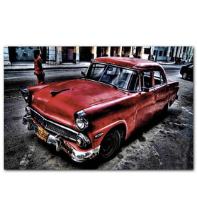 Cakatabloo Kırmızı Cadillac Klasik HDR MDF Tablo