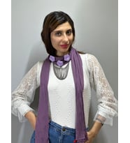 LİLA ÇİÇEKLİ ZİNCİRLİ KOLYE KADIN FULAR ŞAL 180X15 CM