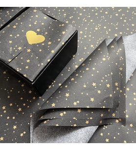 Gold Yıldız Desenli Pelur Kağıdı/Siyah Pelur50x70 cm 10’lu-GYPSYH (Renksiz)