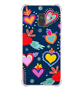 PrintiFy Samsung Galaxy A8 Plus 2018 Retro Color 3 Baskılı Şeffaf Köşe Korumalı Antişok Kılıf