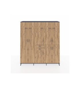 Hyperion Gardrop 10 Raflı 2 Çekmeceli 3 Askılı 220x44x243 Antrasit-Çam/Çam