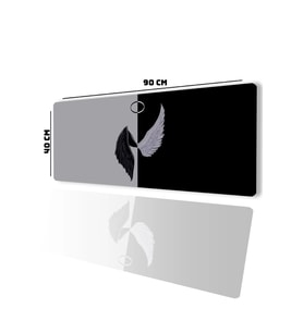 onicTouch UltraGrand Melek & Şeytan Kanatları Xxl Gaming Oyuncu Siyah Beyaz Klavye Mouse Pad 40x90Cm