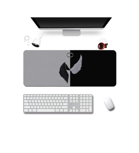 onicTouch UltraGrand Melek & Şeytan Kanatları Xxl Gaming Oyuncu Siyah Beyaz Klavye Mouse Pad 40x90Cm