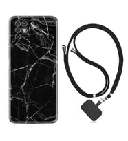 INFINIX Note 11 Pro Note 10 Hot 9 Play Kılıf Boyun Askılı Silikon Fragile Black Mermer 1378