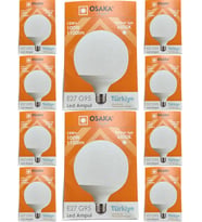 Osaka 15W (100W) 6500K (Beyaz Işık) E27 Duylu G95 Led Glop Ampul (10 Adet)